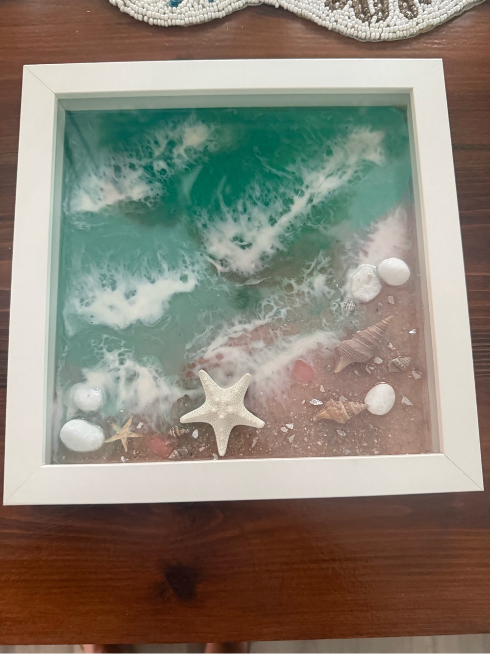 Coastal Ocean Resin Shadow Box with Starfish